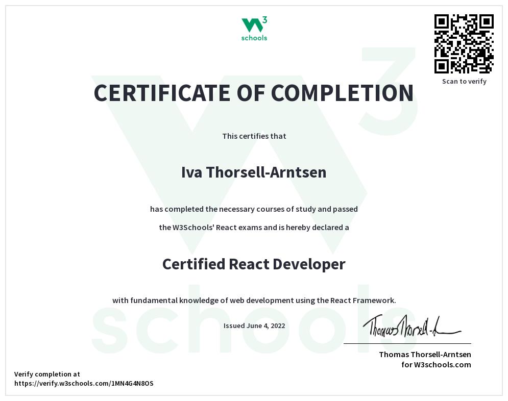 React Certificate